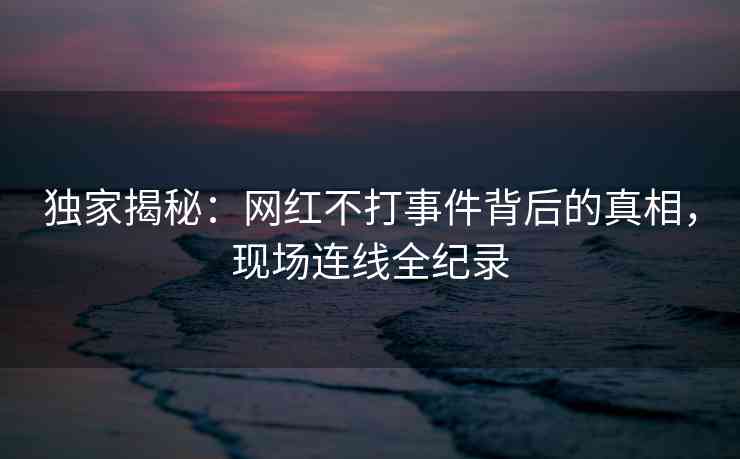 独家揭秘：网红不打事件背后的真相，现场连线全纪录